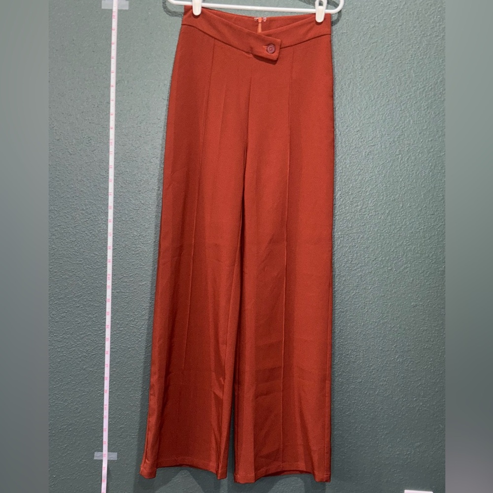 SHEIN Rust Orange Wide Leg Pants